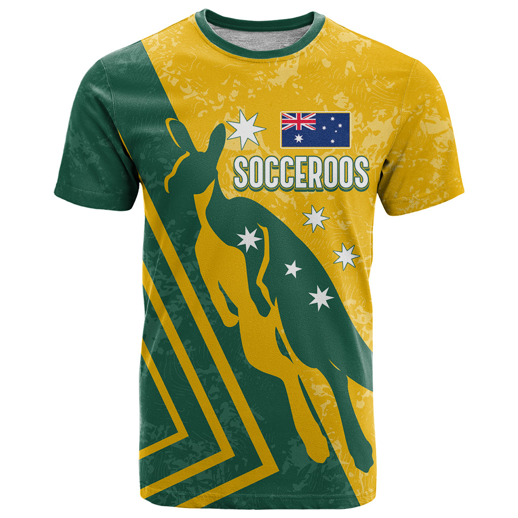 Personalised Australia Soccer T Shirt Green & Gold Go Socceroos - Vibe Hoodie Shop