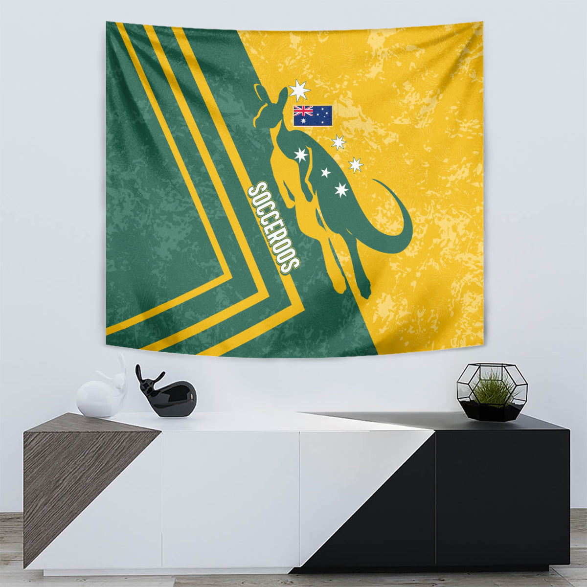 Australia Soccer Tapestry Green & Gold Go Socceroos - Vibe Hoodie Shop