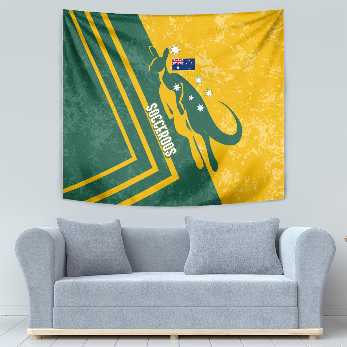 Australia Soccer Tapestry Green & Gold Go Socceroos - Vibe Hoodie Shop