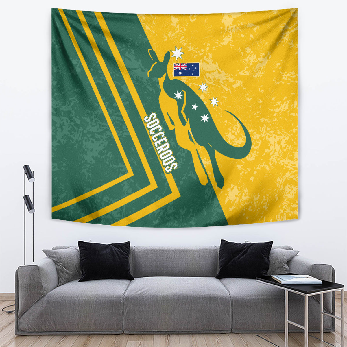 Australia Soccer Tapestry Green & Gold Go Socceroos - Vibe Hoodie Shop