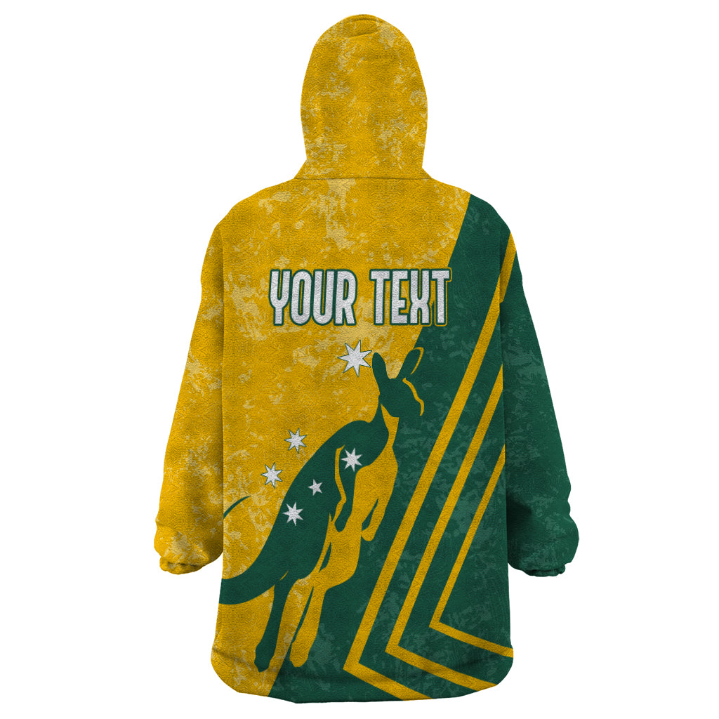 Personalised Australia Soccer Wearable Blanket Hoodie Green & Gold Go Socceroos - Vibe Hoodie Shop