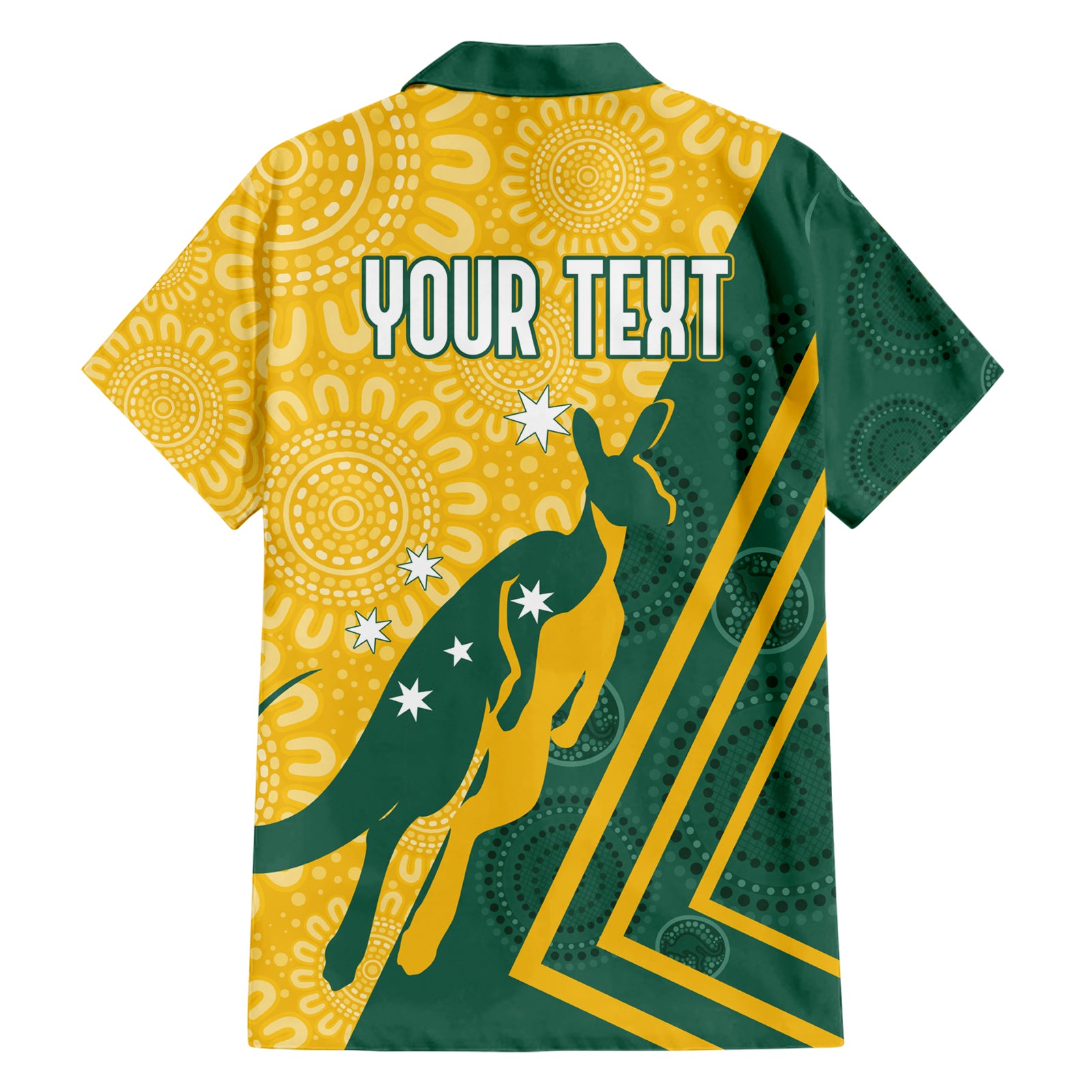 Personalised Australia Socceroos Indigenous Hawaiian Shirt Green & Gold - Vibe Hoodie Shop