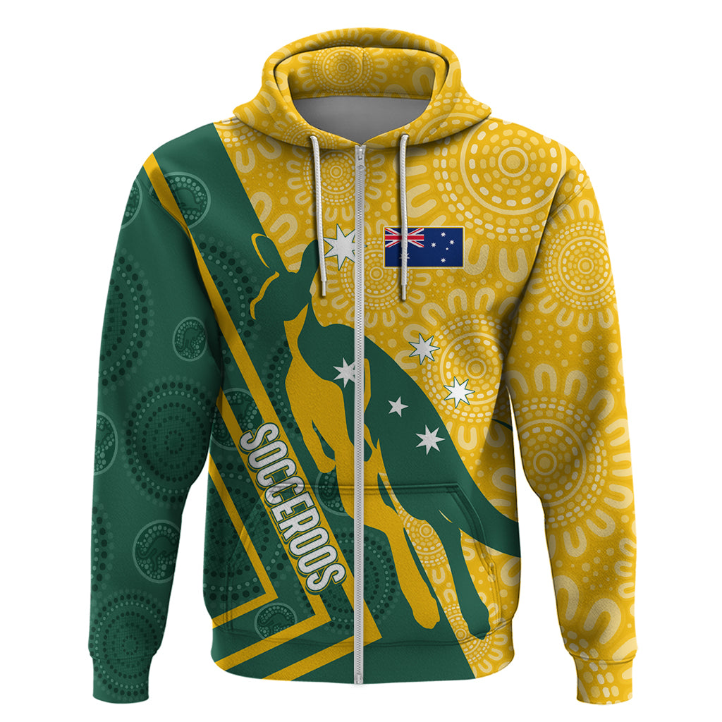 Personalised Australia Socceroos Indigenous Hoodie Green & Gold LT7 - Vibe Hoodie Shop