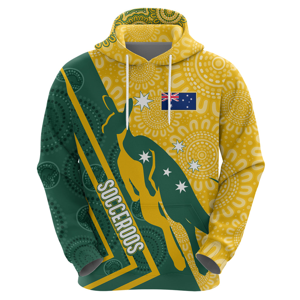 Personalised Australia Socceroos Indigenous Hoodie Green & Gold LT7 - Vibe Hoodie Shop