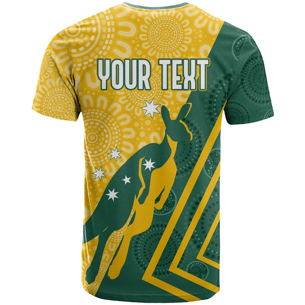 Personalised Australia Socceroos Indigenous T Shirt Green & Gold - Vibe Hoodie Shop