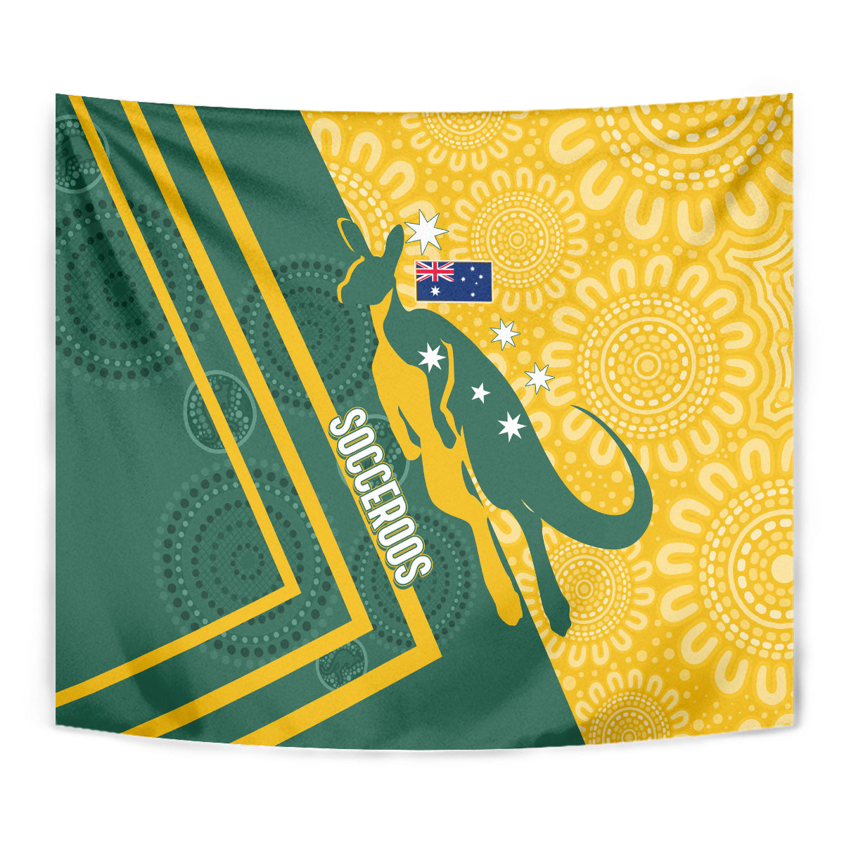 Australia Socceroos Indigenous Tapestry Green & Gold - Vibe Hoodie Shop