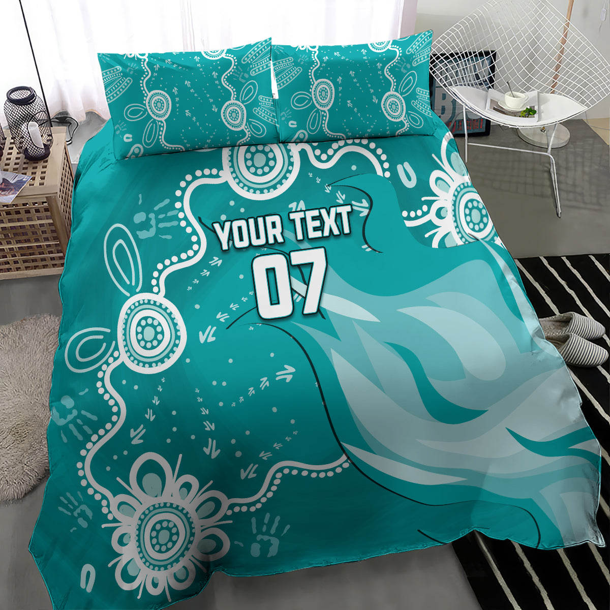 Custom Brisbane Cricket Indigenous Bedding Set Feel The Heat - Vibe Hoodie Shop