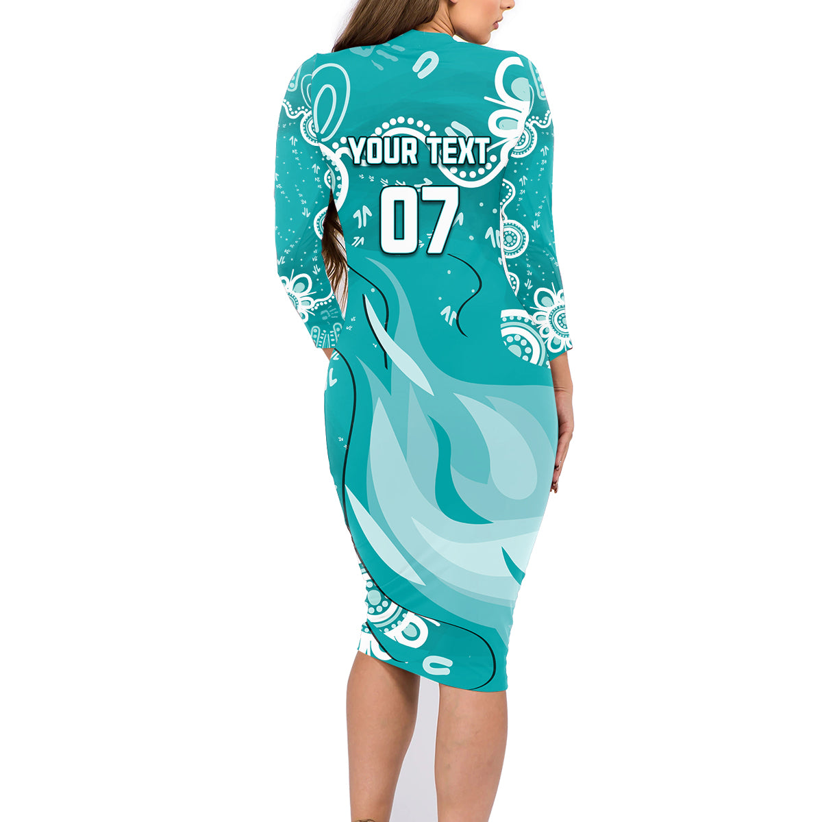 custom-brisbane-cricket-indigenous-family-matching-long-sleeve-bodycon-dress-and-hawaiian-shirt-feel-the-heat