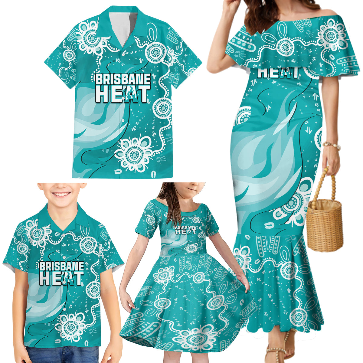 custom-brisbane-cricket-indigenous-family-matching-mermaid-dress-and-hawaiian-shirt-feel-the-heat