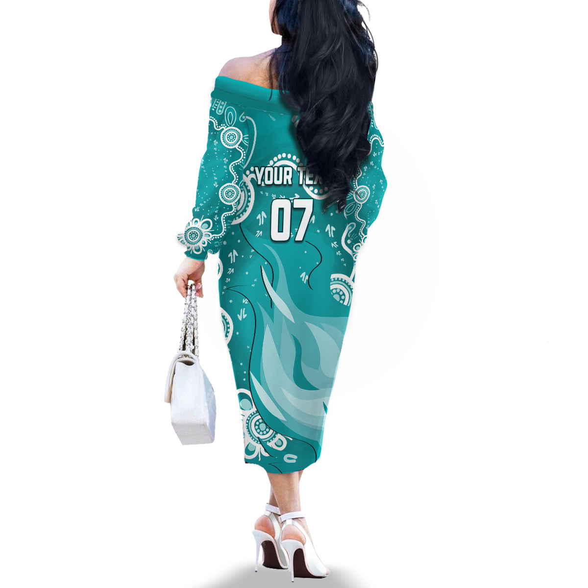 custom-brisbane-cricket-indigenous-family-matching-off-shoulder-long-sleeve-dress-and-hawaiian-shirt-feel-the-heat