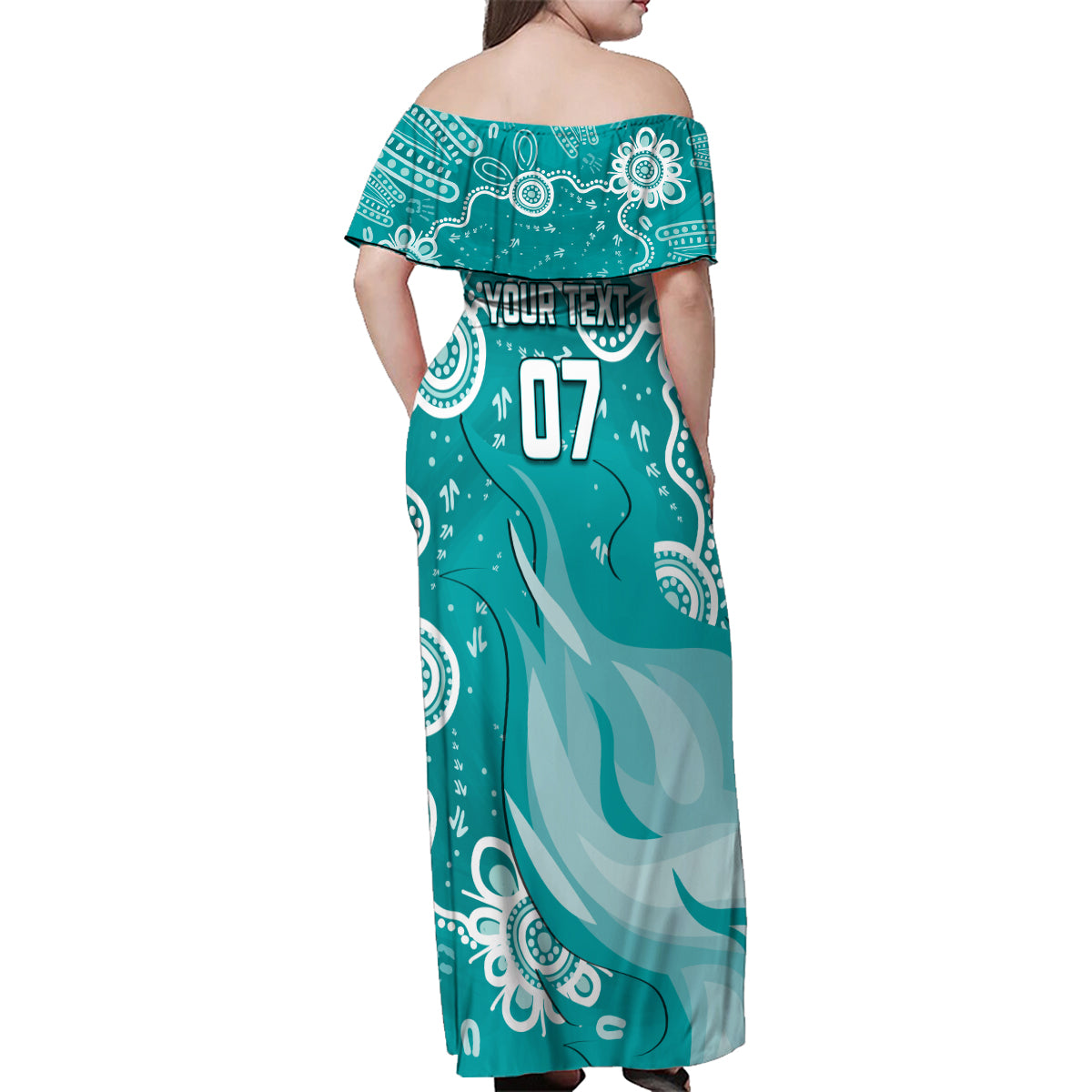 custom-brisbane-cricket-indigenous-family-matching-off-shoulder-maxi-dress-and-hawaiian-shirt-feel-the-heat