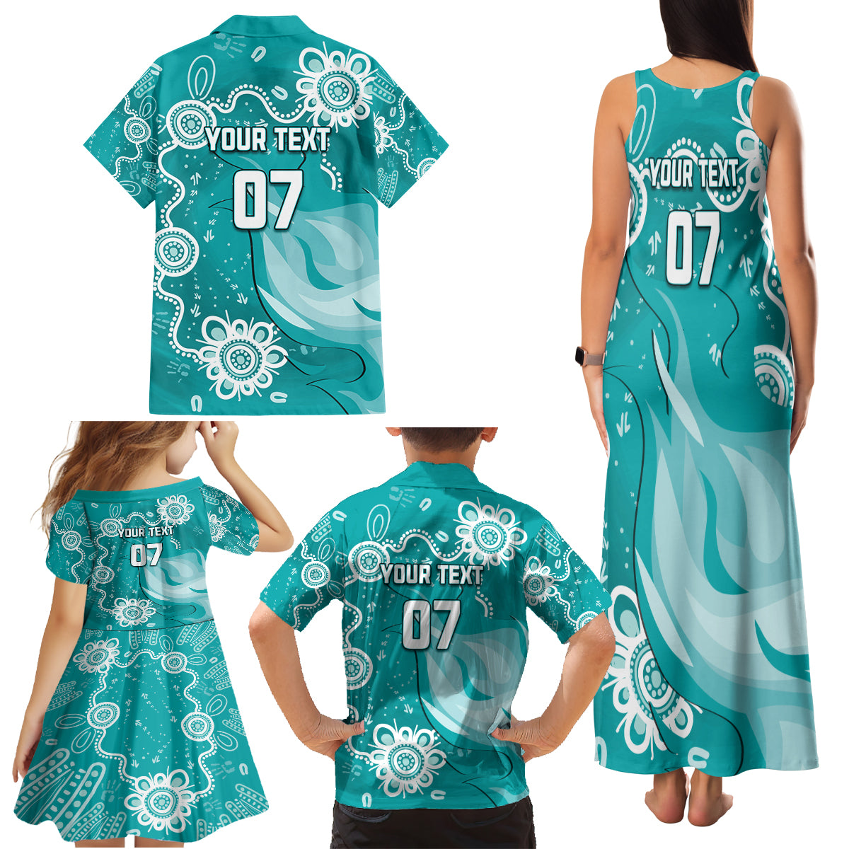 custom-brisbane-cricket-indigenous-family-matching-tank-maxi-dress-and-hawaiian-shirt-feel-the-heat