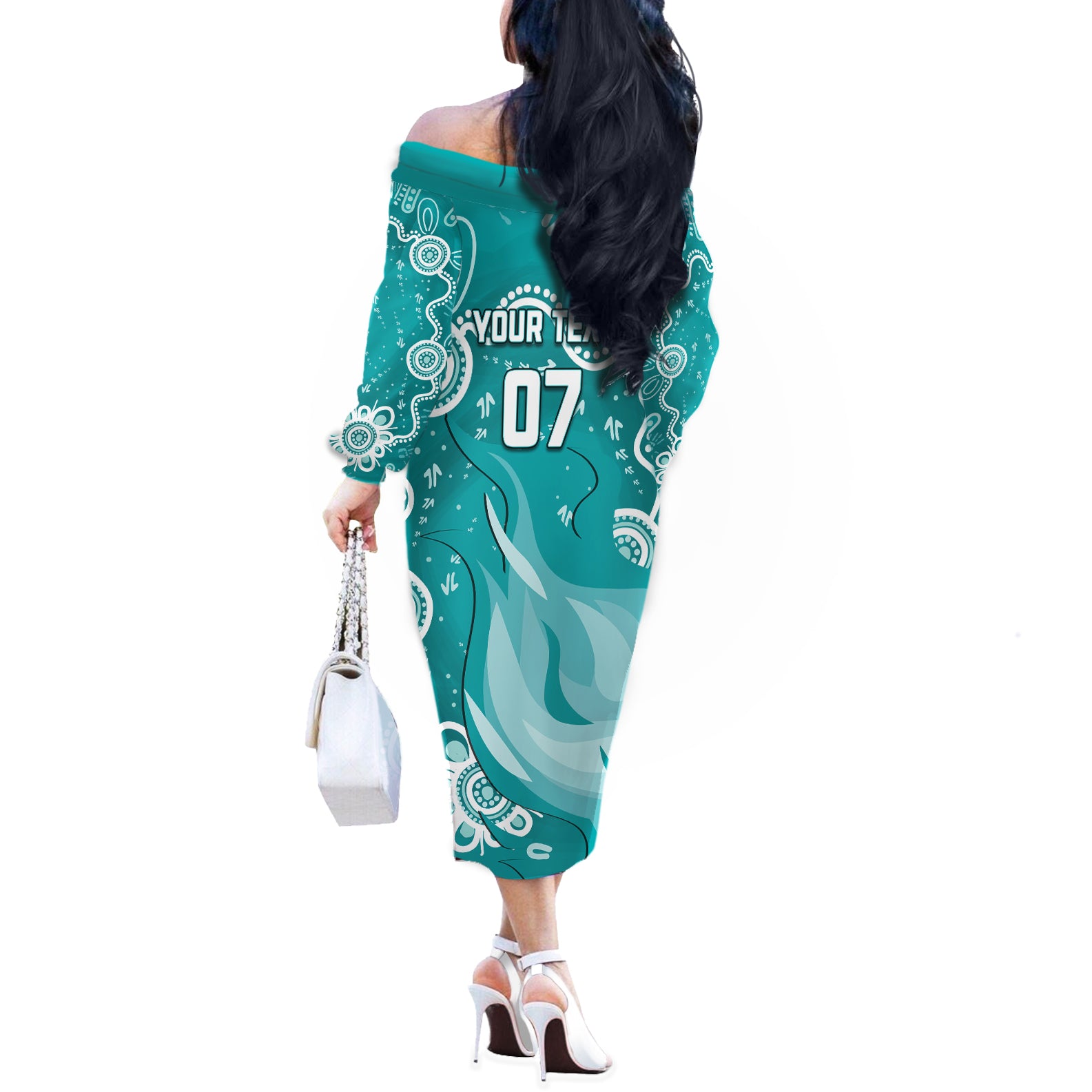 custom-brisbane-cricket-indigenous-off-the-shoulder-long-sleeve-dress-feel-the-heat