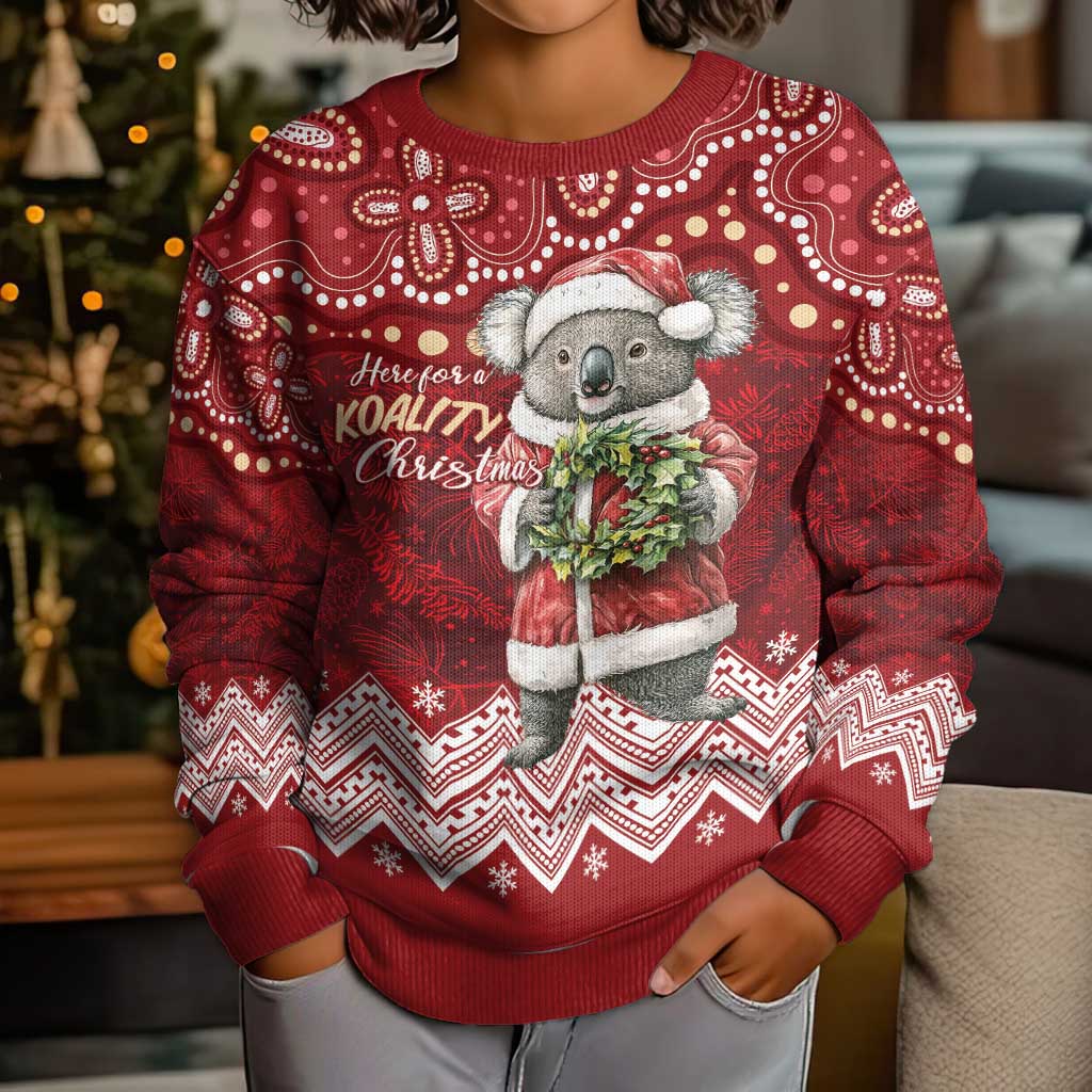 Here For A Koality Xmas Australia Abogirinal Kid Ugly Christmas Sweater Santa Koala - Vibe Hoodie