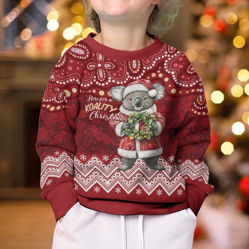 Here For A Koality Xmas Australia Abogirinal Kid Ugly Christmas Sweater Santa Koala - Vibe Hoodie