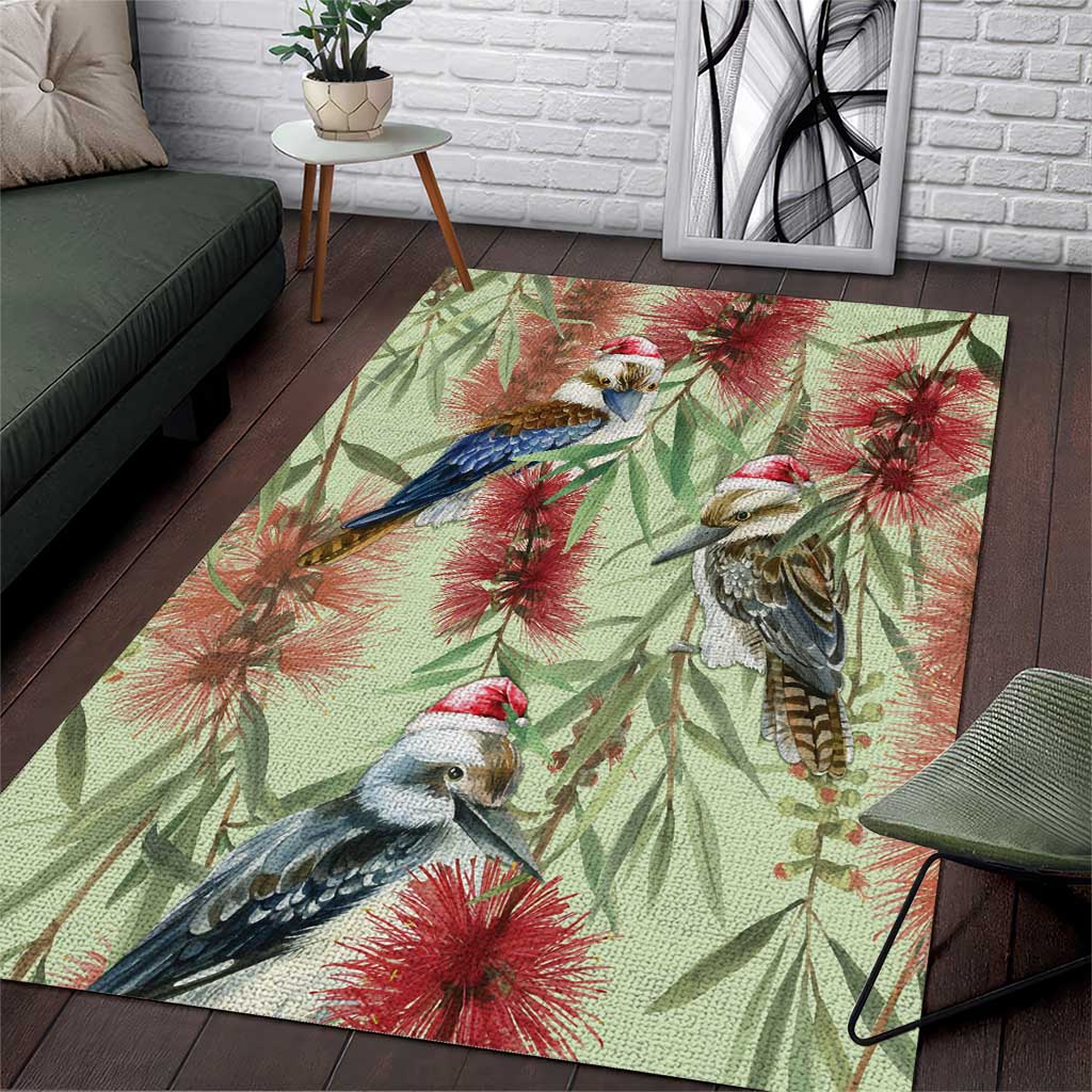 Australia Christmas Area Rug Kookaburra Santa on Callistemon - Pastel - Vibe Hoodie Shop