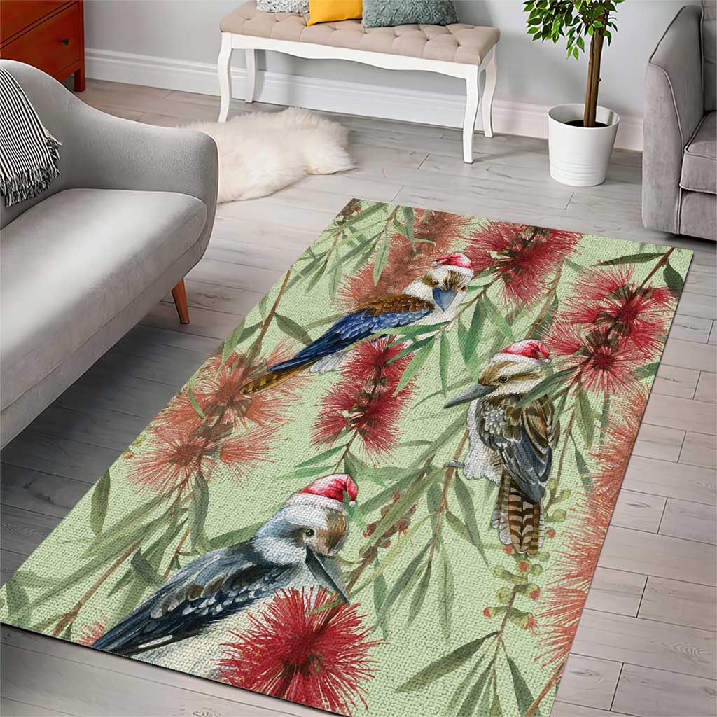 Australia Christmas Area Rug Kookaburra Santa on Callistemon - Pastel - Vibe Hoodie Shop