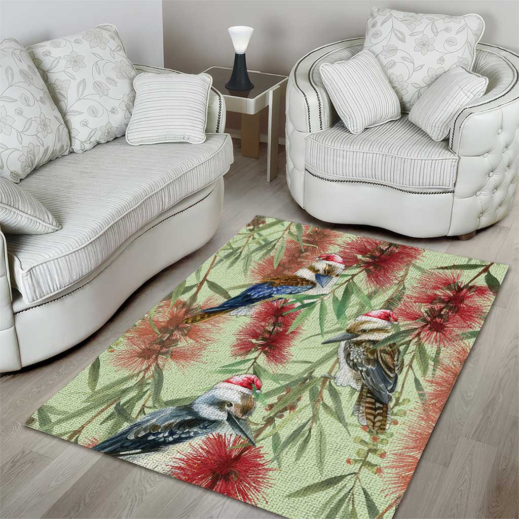 Australia Christmas Area Rug Kookaburra Santa on Callistemon - Pastel - Vibe Hoodie Shop