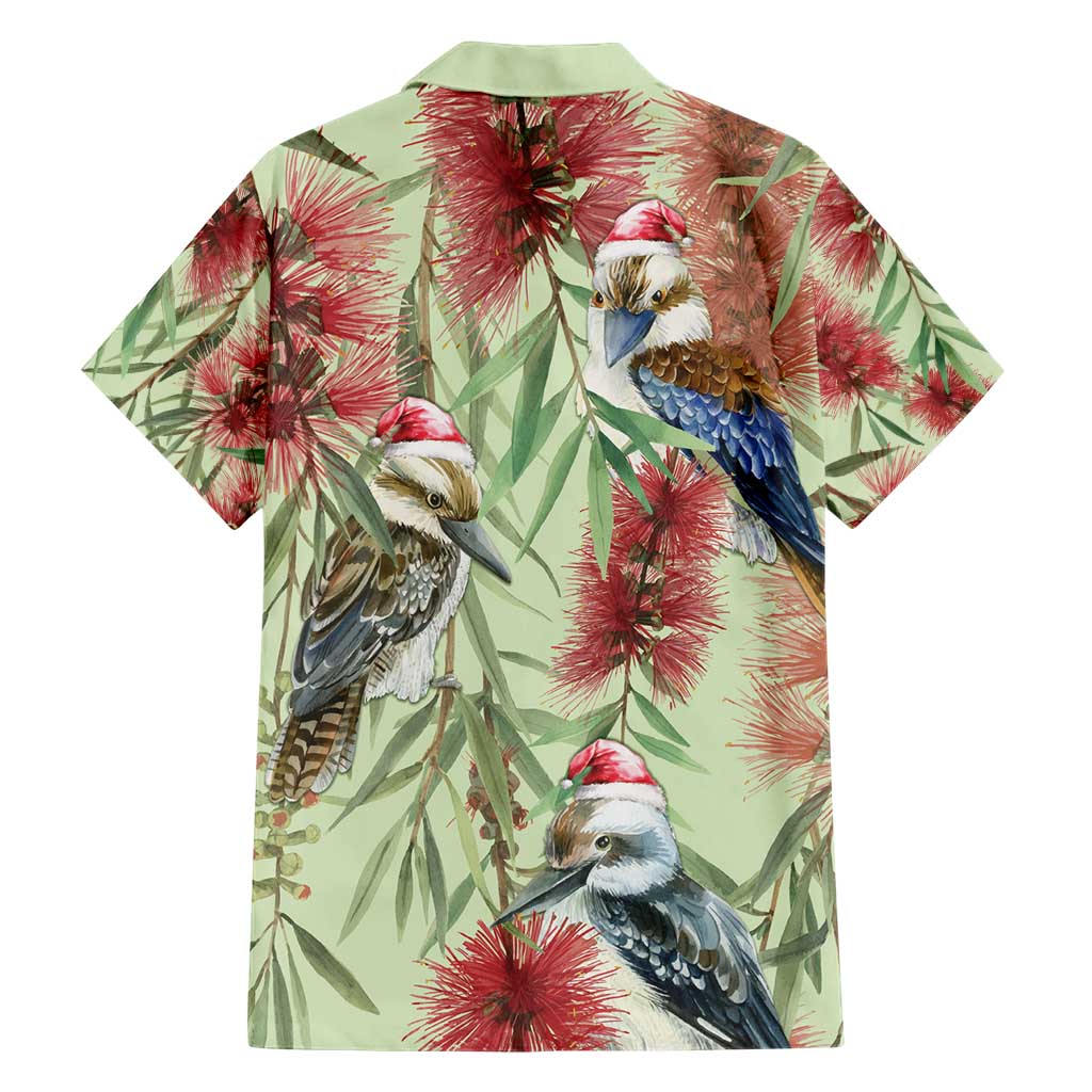 Australia Christmas Hawaiian Shirt Kookaburra Santa on Callistemon - Pastel - Vibe Hoodie Shop