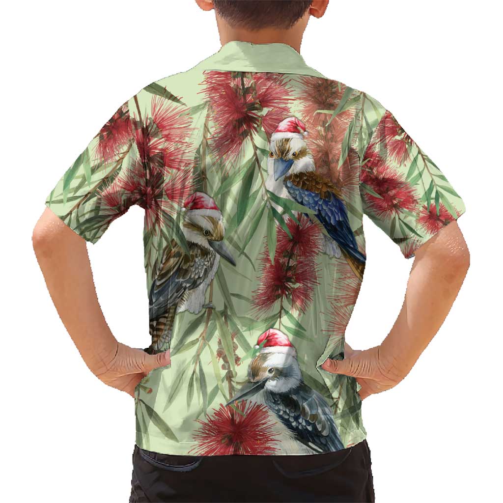 Australia Christmas Hawaiian Shirt Kookaburra Santa on Callistemon - Pastel - Vibe Hoodie Shop