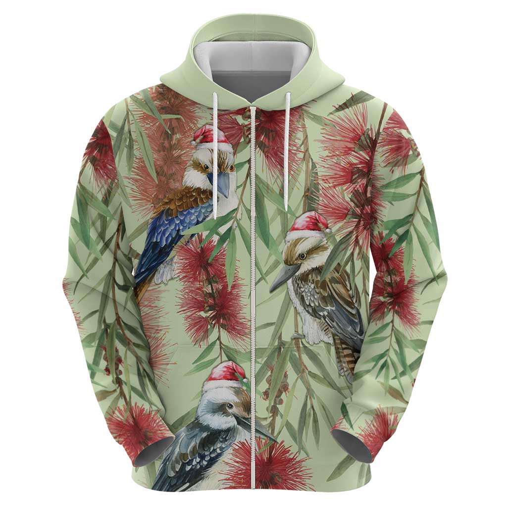 Australia Christmas Hoodie Kookaburra Santa on Callistemon - Pastel LT7 - Vibe Hoodie Shop
