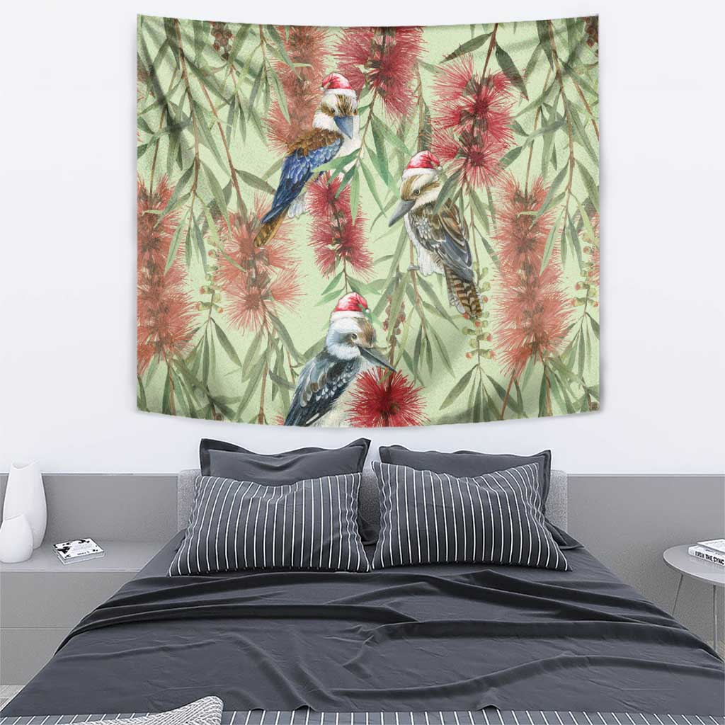 Australia Christmas Tapestry Kookaburra Santa on Callistemon - Pastel - Vibe Hoodie Shop