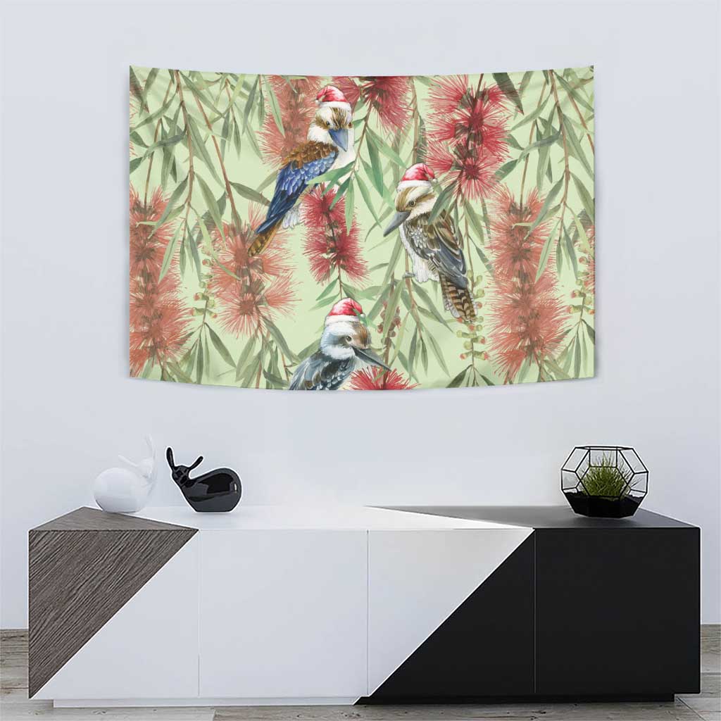 Australia Christmas Tapestry Kookaburra Santa on Callistemon - Pastel - Vibe Hoodie Shop