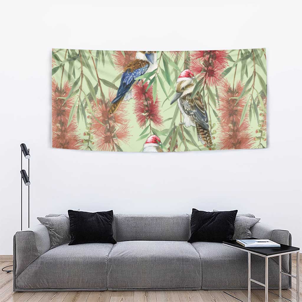 Australia Christmas Tapestry Kookaburra Santa on Callistemon - Pastel - Vibe Hoodie Shop