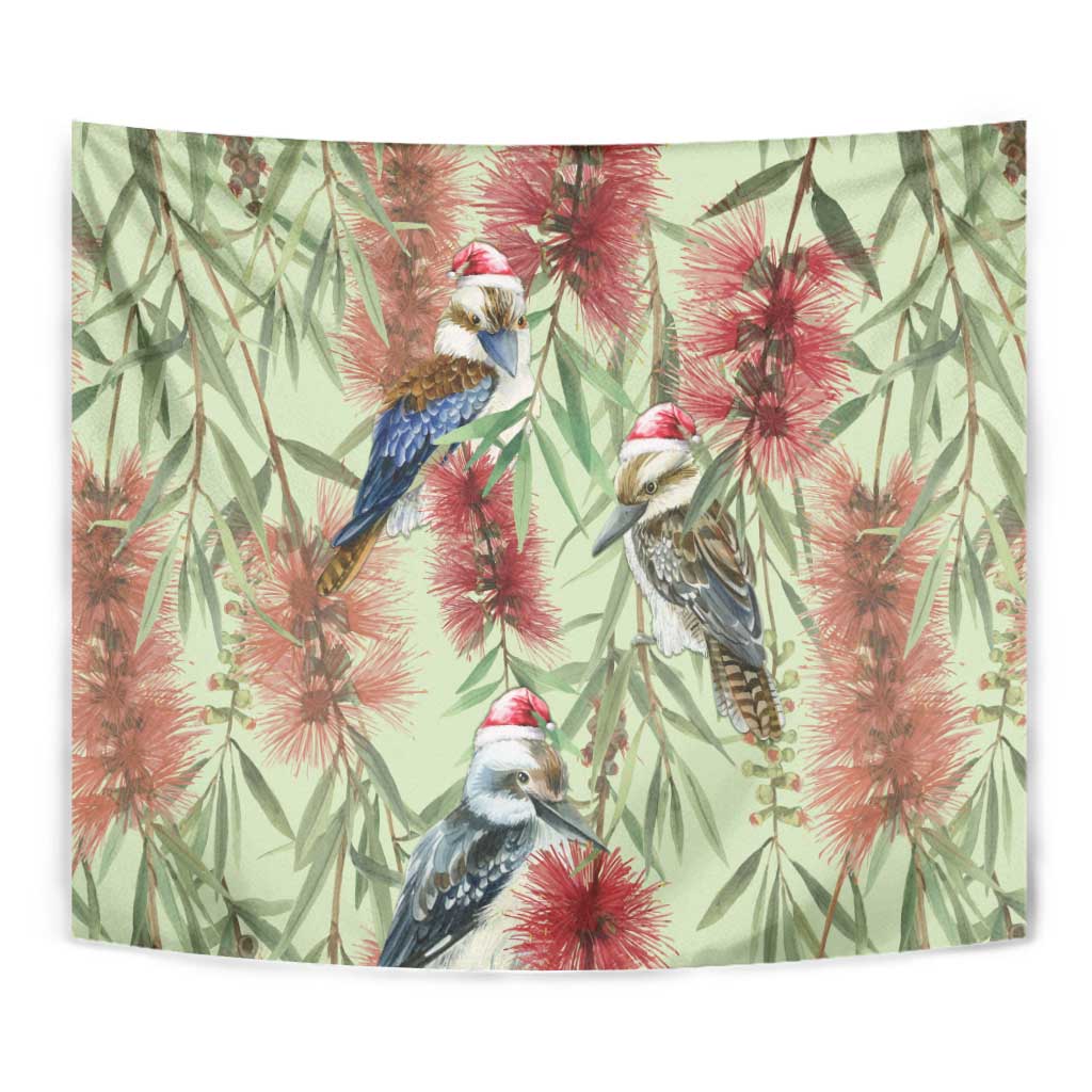 Australia Christmas Tapestry Kookaburra Santa on Callistemon - Pastel - Vibe Hoodie Shop