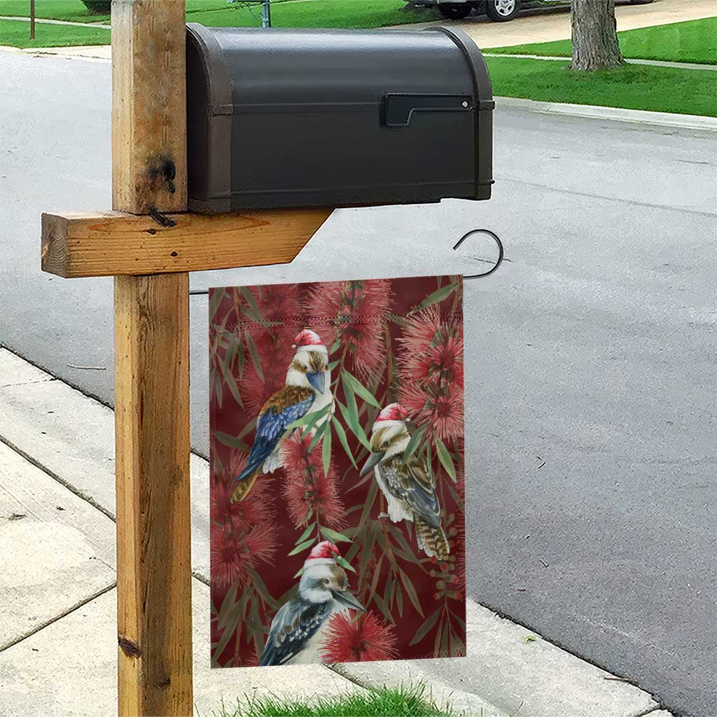 Australia Christmas Garden Flag Kookaburra Santa on Red Bottlebrush - Vibe Hoodie Shop