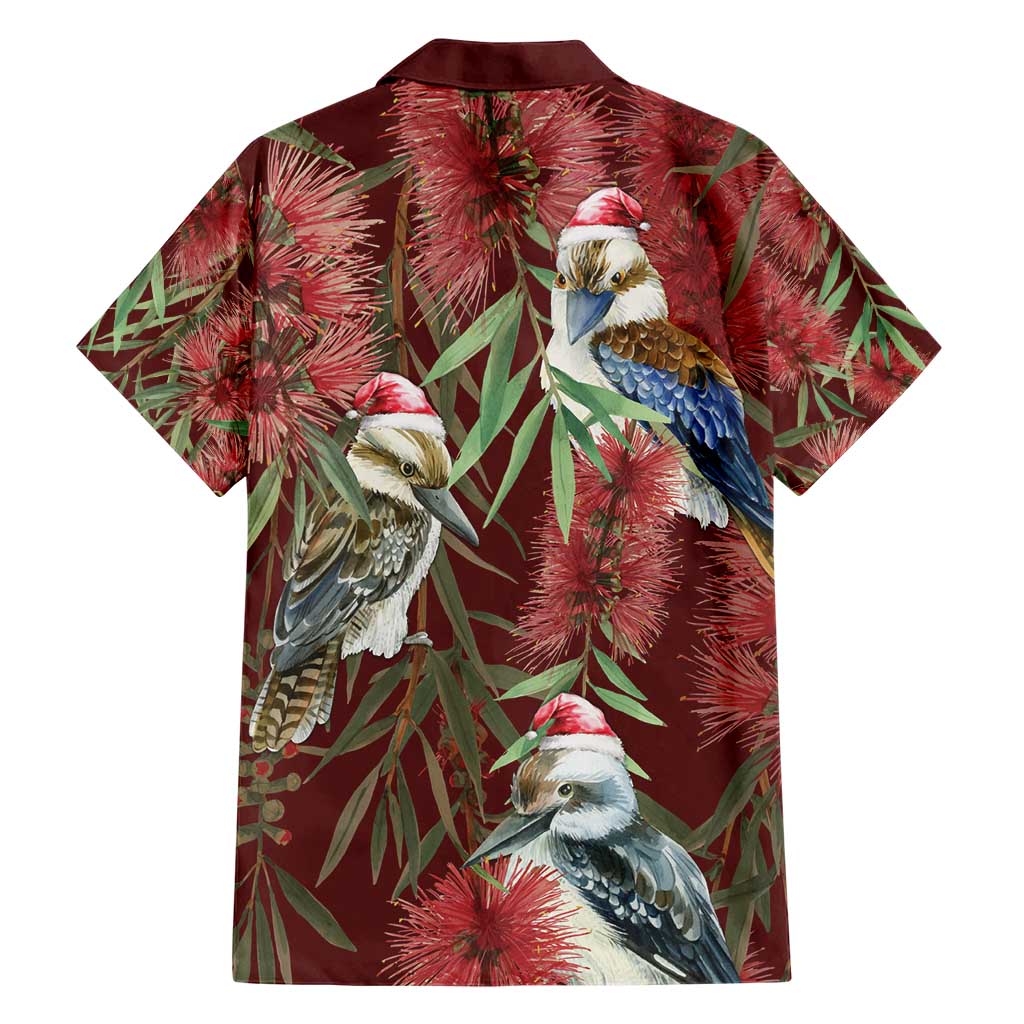 Australia Christmas Hawaiian Shirt Kookaburra Santa on Red Bottlebrush - Vibe Hoodie Shop