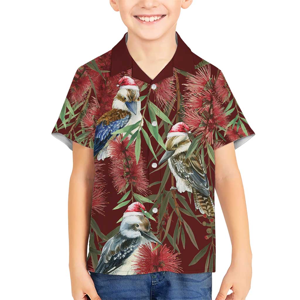 Australia Christmas Hawaiian Shirt Kookaburra Santa on Red Bottlebrush - Vibe Hoodie Shop