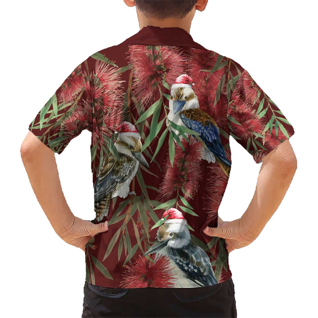 Australia Christmas Hawaiian Shirt Kookaburra Santa on Red Bottlebrush - Vibe Hoodie Shop