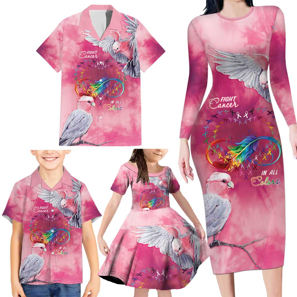 Australia Fight Cancer In All Colors Family Matching Long Sleeve Bodycon Dress and Hawaiian Shirt Galah Pink Tie Dye - Vibe Hoodie