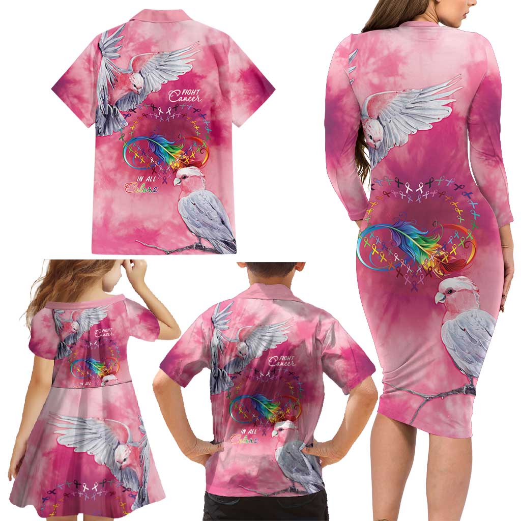 Australia Fight Cancer In All Colors Family Matching Long Sleeve Bodycon Dress and Hawaiian Shirt Galah Pink Tie Dye - Vibe Hoodie