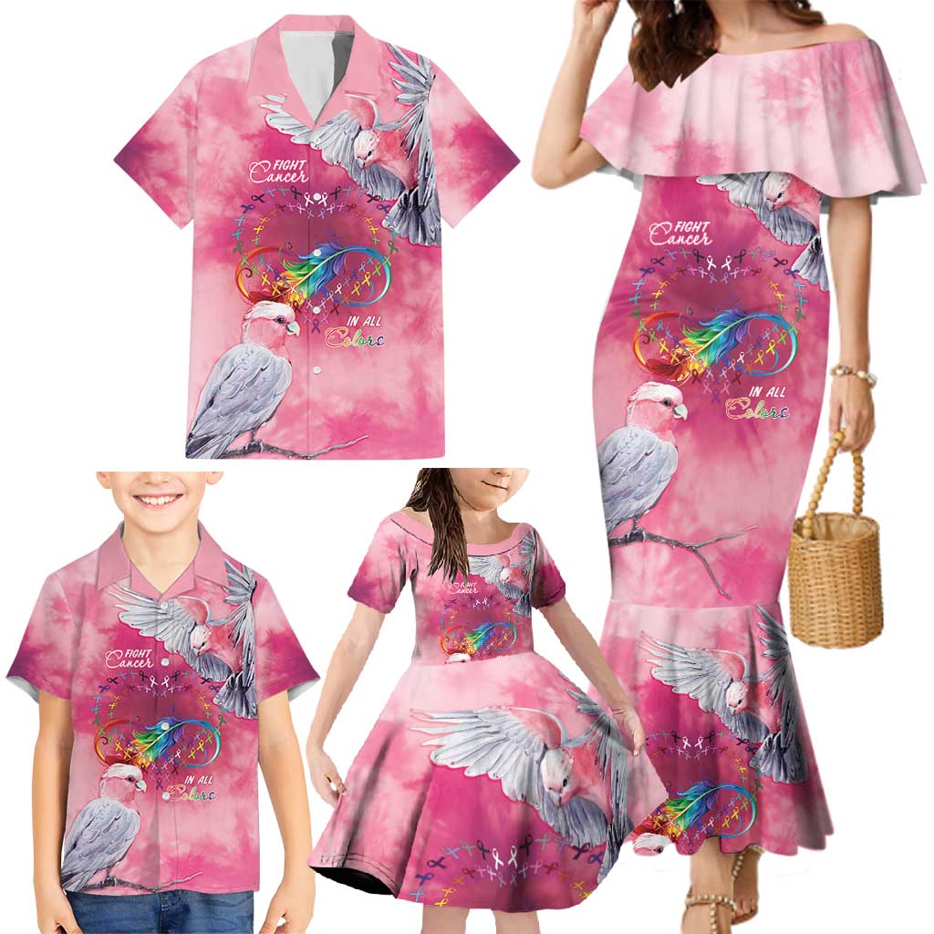 Australia Fight Cancer In All Colors Family Matching Mermaid Dress and Hawaiian Shirt Galah Pink Tie Dye - Vibe Hoodie