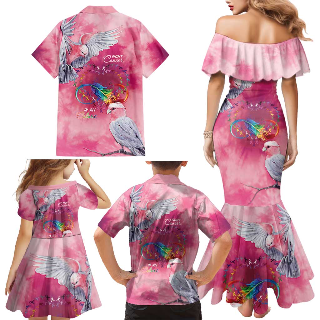 Australia Fight Cancer In All Colors Family Matching Mermaid Dress and Hawaiian Shirt Galah Pink Tie Dye - Vibe Hoodie