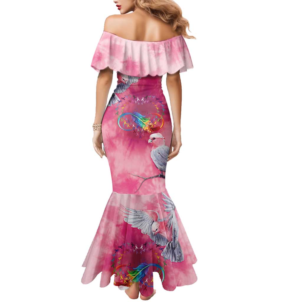 Australia Fight Cancer In All Colors Family Matching Mermaid Dress and Hawaiian Shirt Galah Pink Tie Dye - Vibe Hoodie