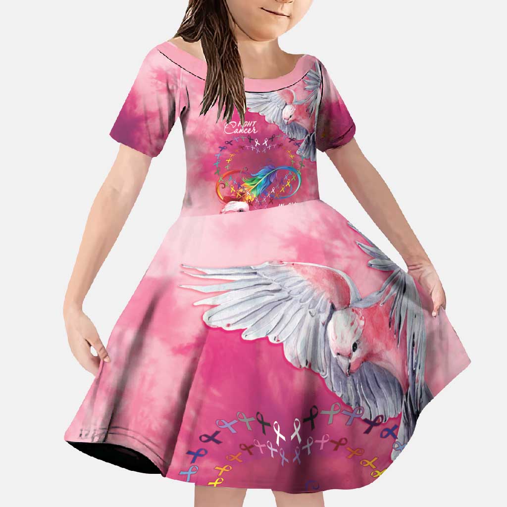 Australia Fight Cancer In All Colors Family Matching Off Shoulder Maxi Dress and Hawaiian Shirt Galah Pink Tie Dye - Vibe Hoodie