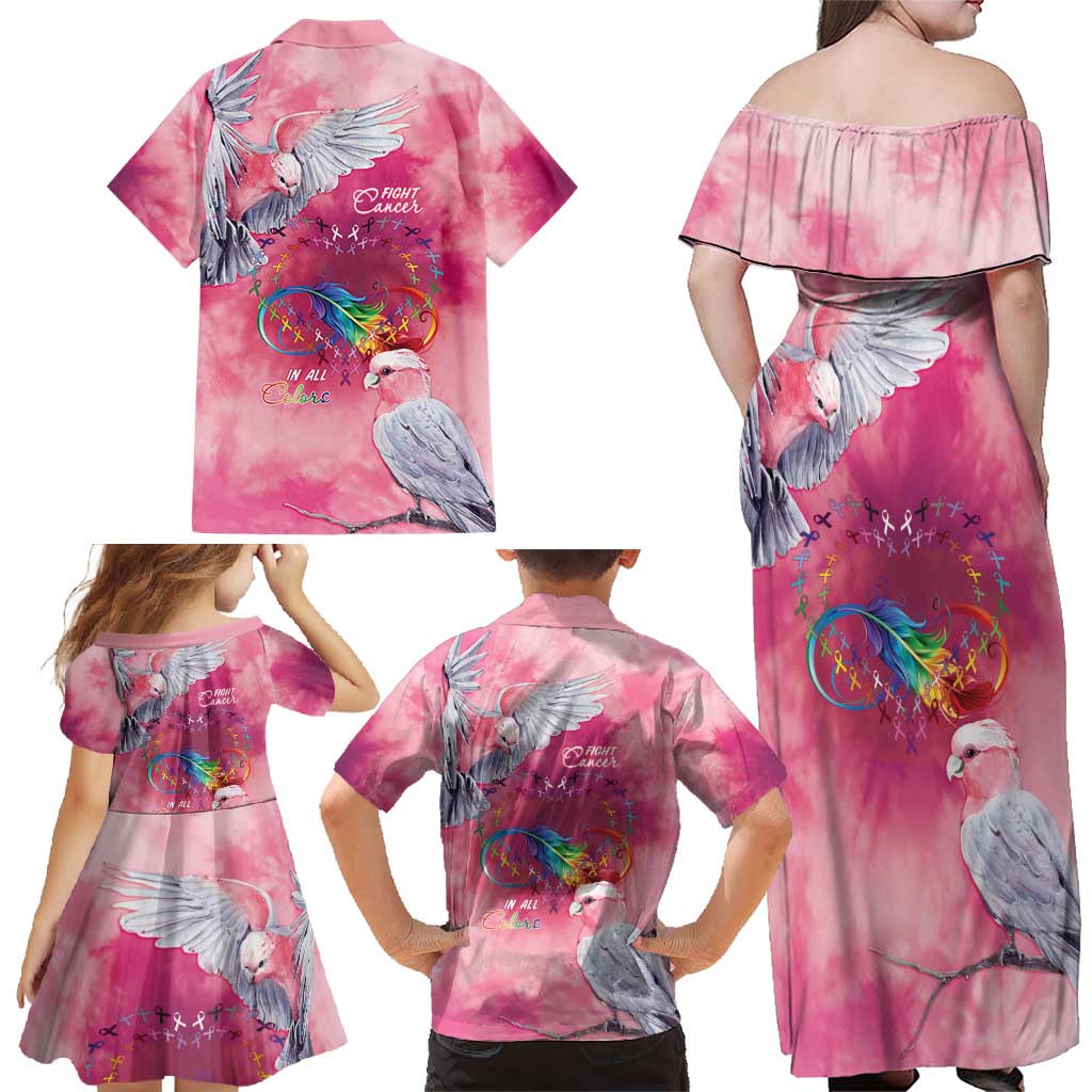Australia Fight Cancer In All Colors Family Matching Off Shoulder Maxi Dress and Hawaiian Shirt Galah Pink Tie Dye - Vibe Hoodie