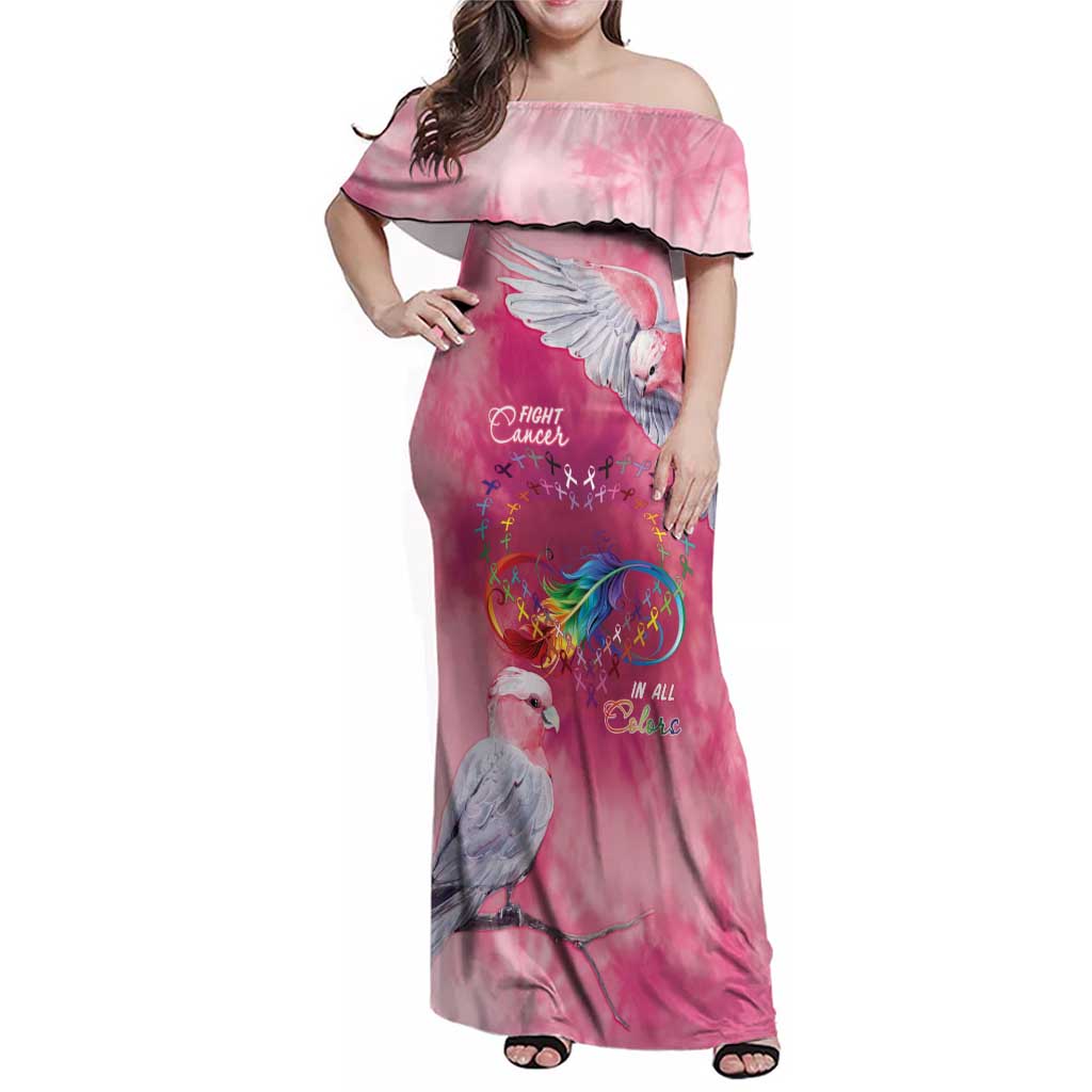 Australia Fight Cancer In All Colors Family Matching Off Shoulder Maxi Dress and Hawaiian Shirt Galah Pink Tie Dye - Vibe Hoodie