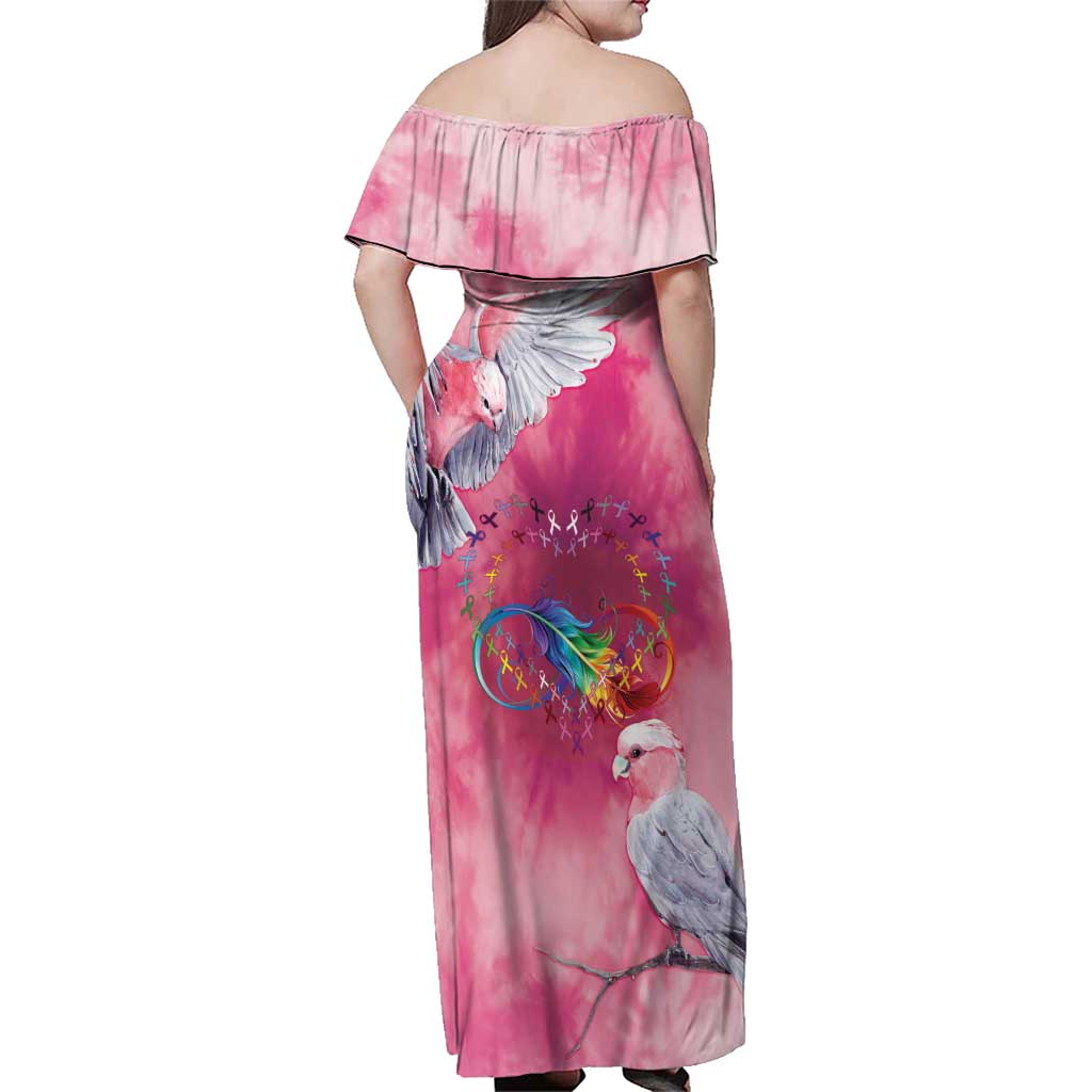 Australia Fight Cancer In All Colors Family Matching Off Shoulder Maxi Dress and Hawaiian Shirt Galah Pink Tie Dye - Vibe Hoodie
