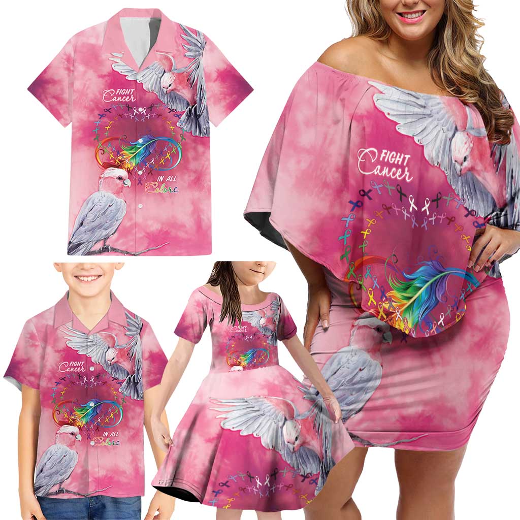 Australia Fight Cancer In All Colors Family Matching Off Shoulder Short Dress and Hawaiian Shirt Galah Pink Tie Dye - Vibe Hoodie