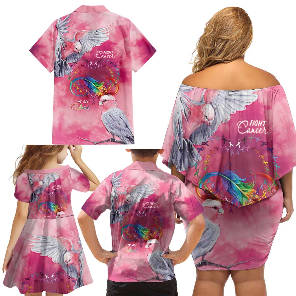 Australia Fight Cancer In All Colors Family Matching Off Shoulder Short Dress and Hawaiian Shirt Galah Pink Tie Dye - Vibe Hoodie