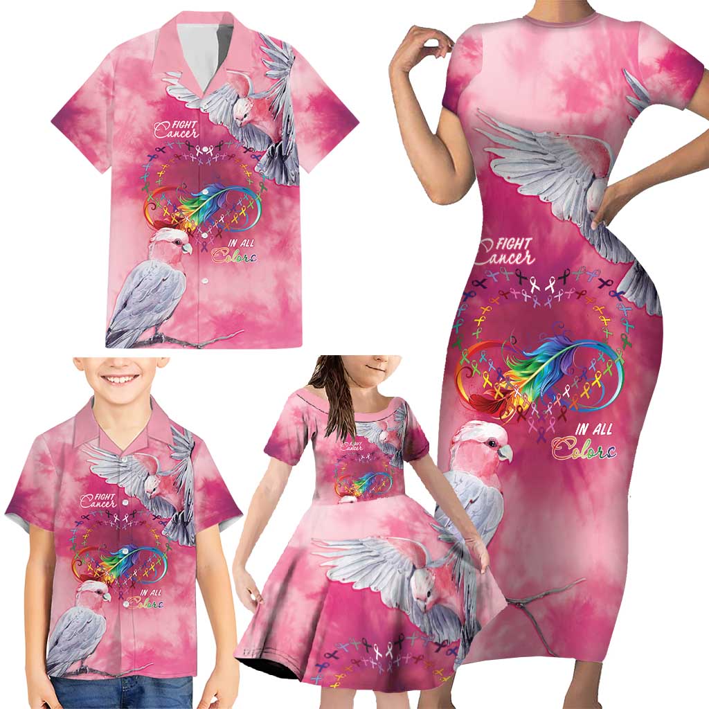 Australia Fight Cancer In All Colors Family Matching Short Sleeve Bodycon Dress and Hawaiian Shirt Galah Pink Tie Dye - Vibe Hoodie
