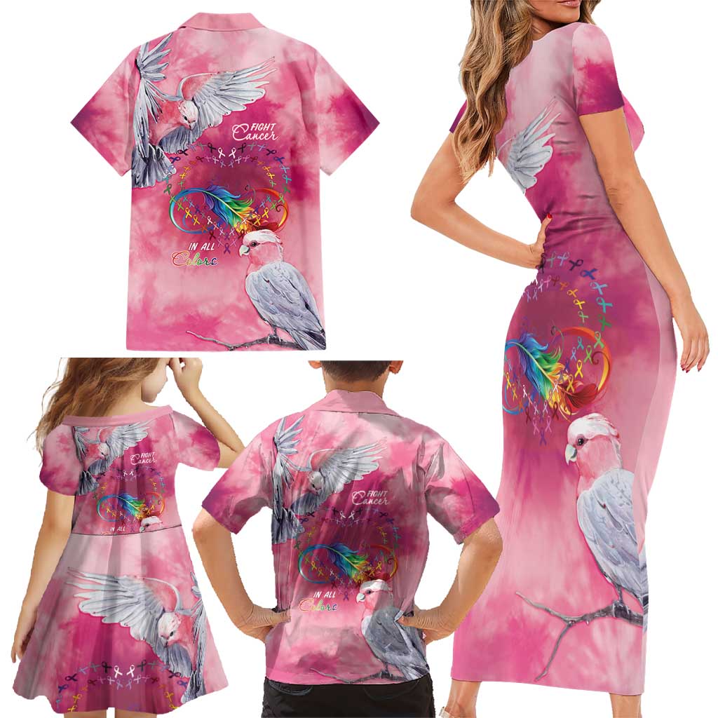 Australia Fight Cancer In All Colors Family Matching Short Sleeve Bodycon Dress and Hawaiian Shirt Galah Pink Tie Dye - Vibe Hoodie