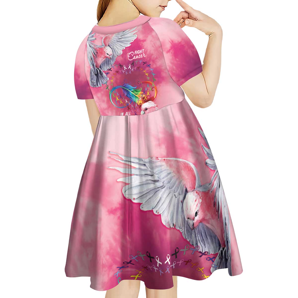 Australia Fight Cancer In All Colors Kid Short Sleeve Dress Galah Pink Tie Dye - Vibe Hoodie