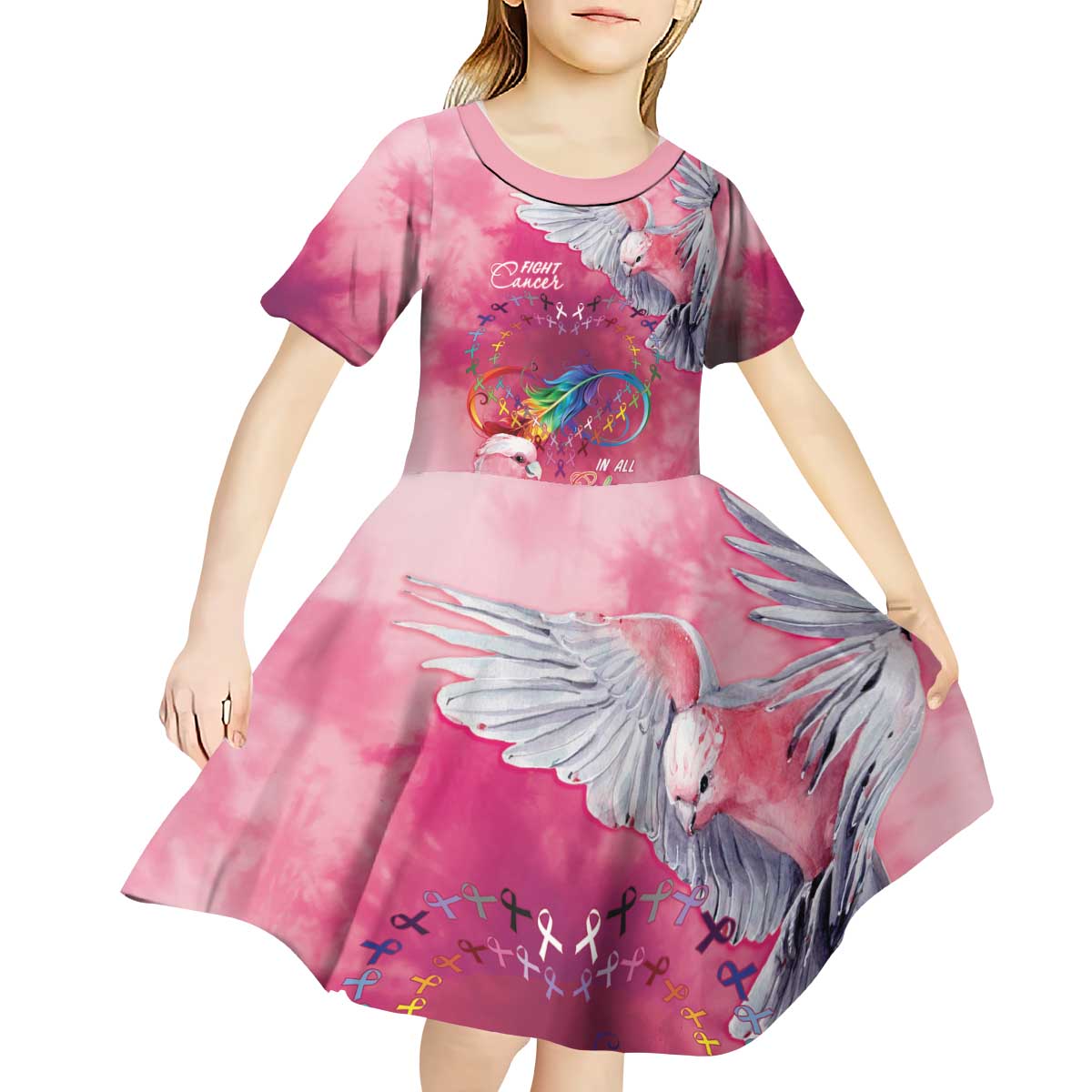 Australia Fight Cancer In All Colors Kid Short Sleeve Dress Galah Pink Tie Dye - Vibe Hoodie