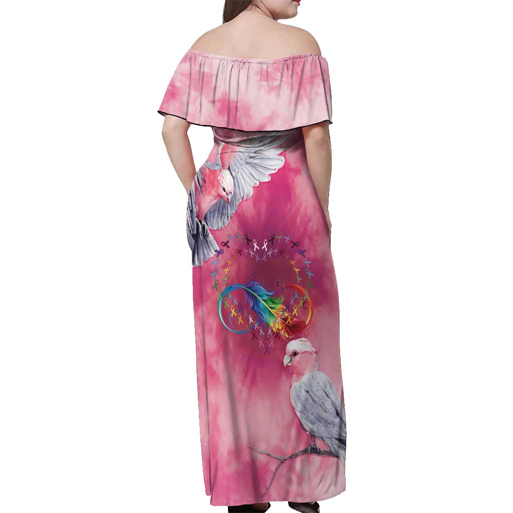 Australia Fight Cancer In All Colors Off Shoulder Maxi Dress Galah Pink Tie Dye - Vibe Hoodie