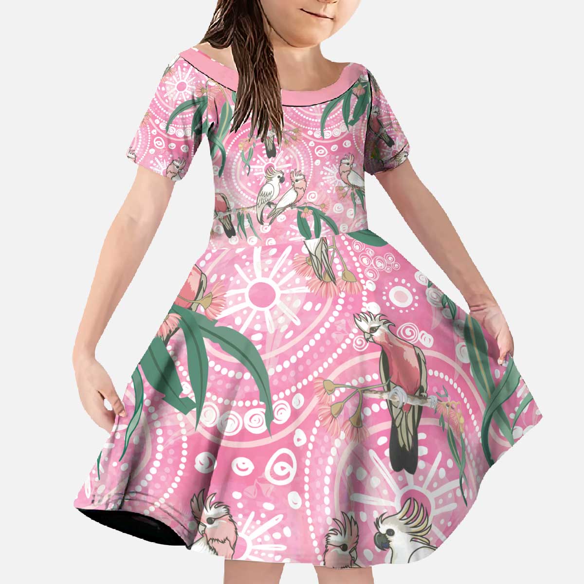 Australia Galah Aboriginal Family Matching Off The Shoulder Long Sleeve Dress and Hawaiian Shirt Breast Cancer Awareness - Vibe Hoodie